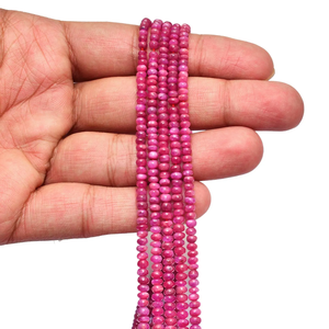 AAA Johnson Ruby 3mm-4mm Smooth Rondelle Loose Beads Natural <b>Pink</b> Ruby Precious Gemstone Loose Beads For Jewelry Making Supplies - Product Image 3