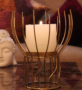 Elegante Portavelas de Aluminio Fundido Hecho a Mano, Tamaño y Color Personalizables para Decoración del Hogar Contemporánea/Industrial, Estilo Indio - Product Image 4