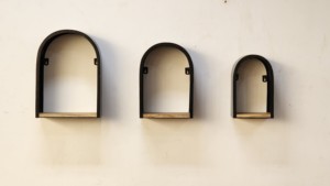 Black Arch Wall Shelf Metal Frame Wooden Base Storage - Industrial Design - Product Image 3