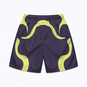 Premium 120 GSM Woven Polyester Windbreaker <b>Shorts</b> Navy <b>Yellow</b> Panel Design Custom Printed Logo OEM ODM - Product Image 2