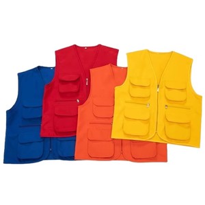 Men's Orange <b>Utility</b> <b>Vest</b> With Multiple Pockets Zipper Closure Breathable Outdoor Waistcoat Summer Casual Wear - Product Image 4