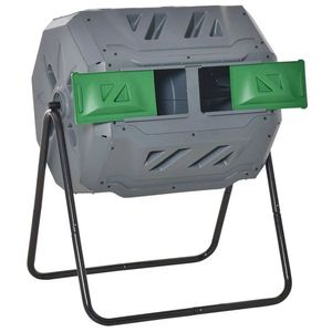 Fertilizzante Composto Grigio da 162L per Esterni con Tamburo Rotante Automatico e Motore Integrato - Product Image 2
