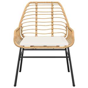 Conjunto de Comedor para Jardín Negro con Sillas Marrones y Cojines Crema - Product Image 5