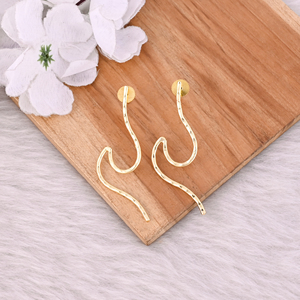 Pendientes de Botón de Latón Chapados en Oro de Moda para Mujer, Pendientes de Botón Lisos Chapados en Oro de Latón de Alta Calidad - Product Image 2