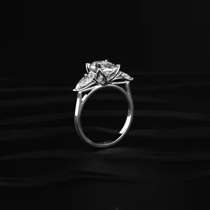 Oval Cut Diamond Trilogy <b>Ring</b> With Pear Cut Side Stone With IGI Certified VVS-VS Clarity Buy Direct From <b>Indian</b> Trusted Supplier - Product Image 5
