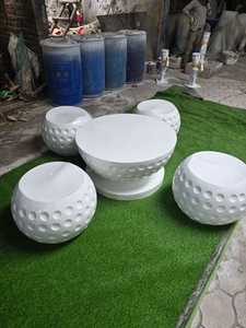 Juego de Muebles de Jardín Modernos Estilo Pelota de Golf, Blancos, de FRP, Resistentes a la Intemperie, Asientos Cómodos para 4 Personas, para Patio de Hotel - Product Image 4