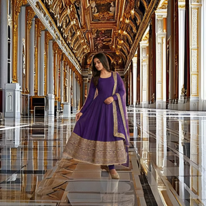 Heavy Faux Georgette Digital Print <b>Kurti</b> and Butter Silk Bottom Set Fancy Hand Work Ethnic Party Wear Full Stitched Outfit - Product Image 1