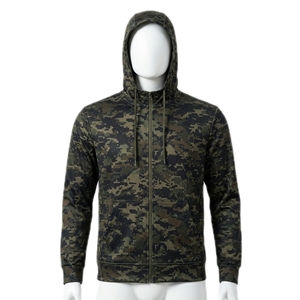 Sweat à capuche de chasse coupe courte et oversize pour homme, en softshell coupe-vent 500 g/m², avec broderie appliquée, fermeture éclair effet vieilli et impression personnalisée - Product Image 1