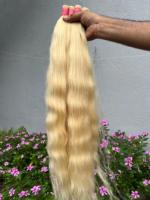 Extensions de cheveux humains vierges européens blonds en vrac, trame simple, double tirage, 100g, cheveux Remy décolorés