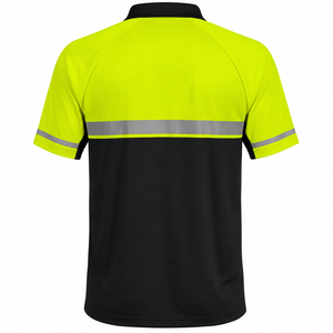 Camisetas Polo de Trabajo Unisex de Manga Corta de Poliéster Fluorescente de Alta Visibilidad con Cinta Reflectante para Construcción - Product Image 2
