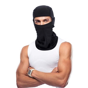 Cagoule complète noire avec logo personnalisé doublure de casque séchage rapide respirant UV anti-poussière coupe-vent stretch polyester cyclisme sport capuche - Product Image 1