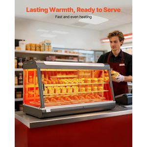 Scaldavivande Commerciale da 1600W con Luci LED e Ripiani Regolabili, Espositore a 3 Livelli, Controllo Manuale della Temperatura, Intervallo 86-185°F - Product Image 2