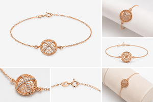 Bracelet à breloques en diamant cultivé en laboratoire, or rose, chaîne géométrique en diamant, bijoux fins pour femmes - Product Image 3