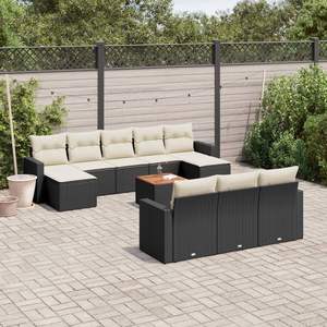 Conjunto de 11 Muebles de Jardín Modulares de Mimbre Sintético Negro, Colección de Muebles de Exterior Grandes - Product Image 1