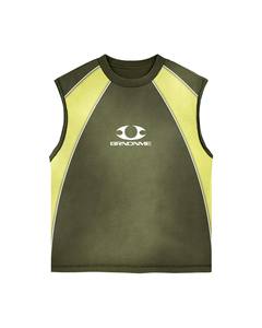 Multi Color Block BRNDNAME Sleeveless Tank <b>Top</b> Shorts Set | Oversized Athletic Matching Set | Streetwear OEM Private Label - Product Image 3