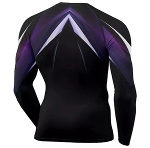 Custom Compression MMA BJJ Rash Guard OEM ODM Heat Transfer <b>Printed</b> Breathable UPF50+ Men's Training Shirt Quick Dry - Product Image 2