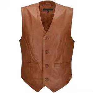 Chaleco de Cuero Vintage Genuino de Diseño Personalizado de Alta Calidad 2025, Chaleco de Motociclista con Cremallera para Hombre, Ropa Casual - Product Image 1