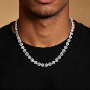 Suministro Directo de Fábrica Pulsera de Cadena Tipo Tenis de 10mm con Incrustaciones de Moissanita, Plata 925 Bañada en Oro Rosa, para Hombre y Mujer, Estilo Hip Hop - Product Image 2