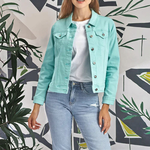 Autumn Spring Ladies' Coat Custom Multi-Color <b>Denim</b> <b>Jacket</b> with Soft Button Front and Medium Wash for Winter Summer Wholesale - Product Image 2