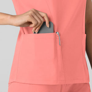 ชุดยูนิฟอร์มพยาบาลคอวีแขนสั้นผ้าทอเนื้อยืดมีกระเป๋าสำหรับผู้หญิง รุ่นสั่งทำพิเศษ BY HI 2026 - Product Image 4