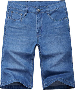 Shorts en jean streetwear personnalisés pour hommes, respirants, séchage rapide, taille mi-haute, fermeture boutonnée, jambes légèrement déchirées, 100% coton, haute qualité - Product Image 5