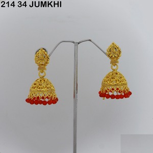 Earrings Jumkha <b>Gold</b> Plated Designer Saudi Dubai Indian Jewelry <b>Set</b> Earrings Artificial New Design Earrings for Women - Product Image 2