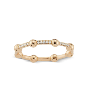 Anillo de Eternidad Minimalista de Oro Sólido de 18K con Diamantes Redondos de Corte Brillante en Forma de Bola, Unisex, para Uso Diario - Product Image 1