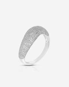 Sparkling Lab Grown Diamond Cloud <b>Dome</b> Statement <b>Rings</b> 925 Silver 10k 14k 18k Solid Gold Pave Set Bridal Cocktail Curved Bands - Product Image 3