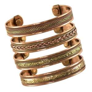 Lot de quatre bracelets en cuivre Bijoux Cuff pour la pratique du yoga, la santé de la peau, l'optimisation de la circulation sanguine et la vitalité naturelle - Product Image 2