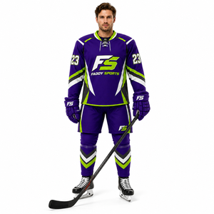 Ensemble de maillots de hockey sur glace sublimés de haute qualité personnalisés, uniforme de hockey sur glace professionnel respirant pour équipe avec chaussettes et shorts assortis - Product Image 3