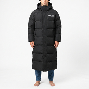 <b>Men's</b> <b>Long</b> <b>Puffer</b> <b>Coat</b> Hooded Winter Jacket Thick Warm Insulated Windproof Casual Outerwear Polyester Shell - Product Image 1
