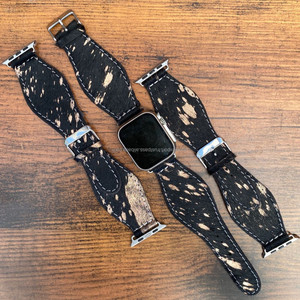 สายนาฬิกาอัจฉริยะสายรัดหนังวัวสีเมทัลลิคประดับผมแฟชั่นสไตล์ตะวันตกผู้ผลิตลายวัวใหม่ล่าสุด - Product Image 3