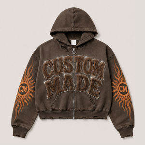 Fabricante mayorista de sudaderas con capucha en EE. UU., sudaderas con capucha oversize de estilo streetwear con lavado ácido y efecto desgastado para hombre, proveedor mayorista en EE. UU. - Product Image 2