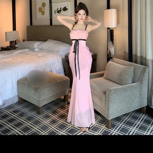 Robe longue élégante et confortable pour femme, style décontracté ou habillé, lavable, taille naturelle, en soie, à manches courtes, type polo - Product Image 6