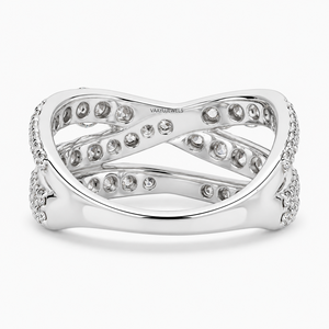 Anillo de Diamantes Redondos Cultivados en Laboratorio, Diseño Cruzado de Varias Hileras, en Oro de 10K, 14K, 18K, Plata de Ley 925, 935, Joyería Fina - Product Image 4