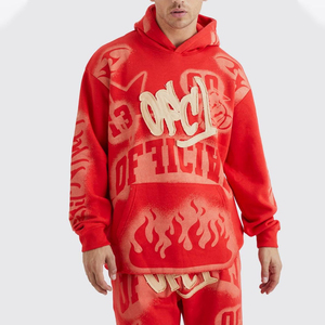 Conjunto de Sudadera con Capucha y Pantalones Acampanados para Hombre, Estilo Urbano, Estampado, Ajuste Holgado, Ropa de Invierno, Material de Forro Polar - Product Image 6