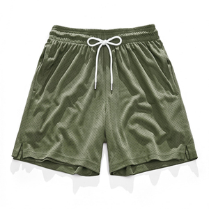 Shorts en maille réfléchissants personnalisés pour hommes, haute visibilité, pour la course nocturne, en polyester, avec poche utilitaire zippée - Product Image 1