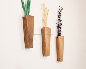 Macetero de Pared de Madera Pulida Estilo Rústico, Soporte de Pared para Flores Artificiales, Decoración del Hogar - Product Image 1