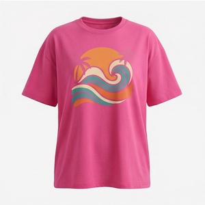T-shirt surdimensionné pour femme, couleur personnalisée, coton, coupe ample, streetwear, avec logo imprimé, vêtements tendance - Product Image 1