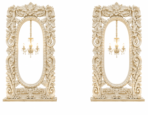 Imperial Palace Asian Wedding Stage Decor Luxury White Gold Royal Wedding Stage <b>Backdrop</b> with Carved Sofa Set & Decorative <b>Frame</b> - Product Image 5