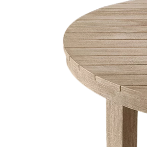 Minimalist <b>Round</b> <b>Outdoor</b> Dining <b>Table</b> Solid Teak Slatted Top Durable Weather Resistant Scandinavian Style Resort Furniture - Product Image 6