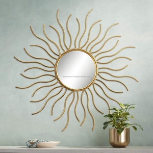 Sun Wall MirrorGlass <b>mirror</b> and heavy Iron metal for quality and durability Electrostatic <b>powder</b> coating for long-lasting finish - Product Image 1
