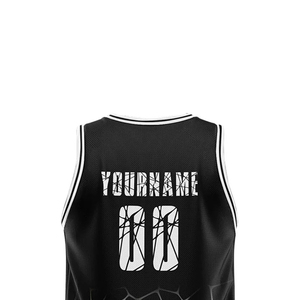 Wholesale Sublimated Basketball Jersey Black Geometric Mesh Sleeveless Round Neck Unisex Adult Wear OEM Manufacturer - Product Image 4