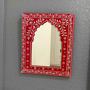 Cadre de miroir décoratif personnalisé de haute qualité, luxueux, artisanal, en bois naturel 100% avec incrustations de os, pour la décoration, en provenance d'Inde. - Product Image 2