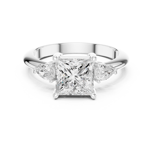 14K Yellow Gold Engagement Ring IGI Certified Lab Grown Diamond 3 CT Princess Cut and Side Pear Cut Anniversary Wedding - Product Image 6