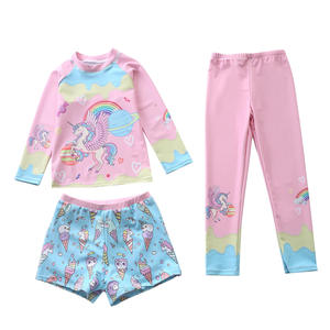 Pink <b>Unicorn</b> Rash Guard Set Long Sleeve Top <b>Leggings</b> Shorts Swimwear Adult Men Spandex/Polyester UPF50+ Quick Dry - Product Image 3