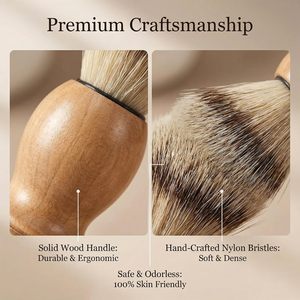Brosse à raser pour homme pour rasage humide, outils de salon professionnels, manche en bois confortable, brosse à raser artisanale, poils doux - Product Image 2