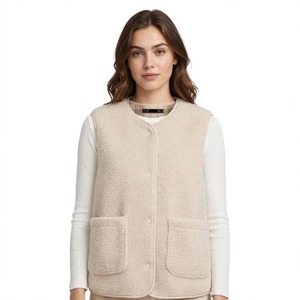 <b>Women's</b> Vintage Checkered Knitted Lamb Wool <b>Vest</b> Round Neck Double-Sided Sleeveless Waistcoat for Autumn Winter - Product Image 6