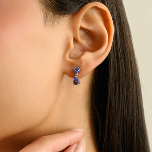 Pendientes de Plata de Ley 925 con Zafiro Azul Corte Pera Genuino, Joyería para Mujer, Accesorios para Fiestas - Product Image 4