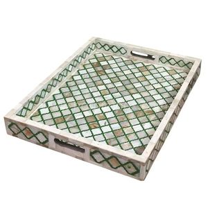 Luxury Eco-Friendly Bone Inlay Wood Base Durable <b>Square</b> Polished Serving Tray Geometric/Mosaic Pattern Ottoman <b>Coffee</b> <b>Table</b> - Product Image 5